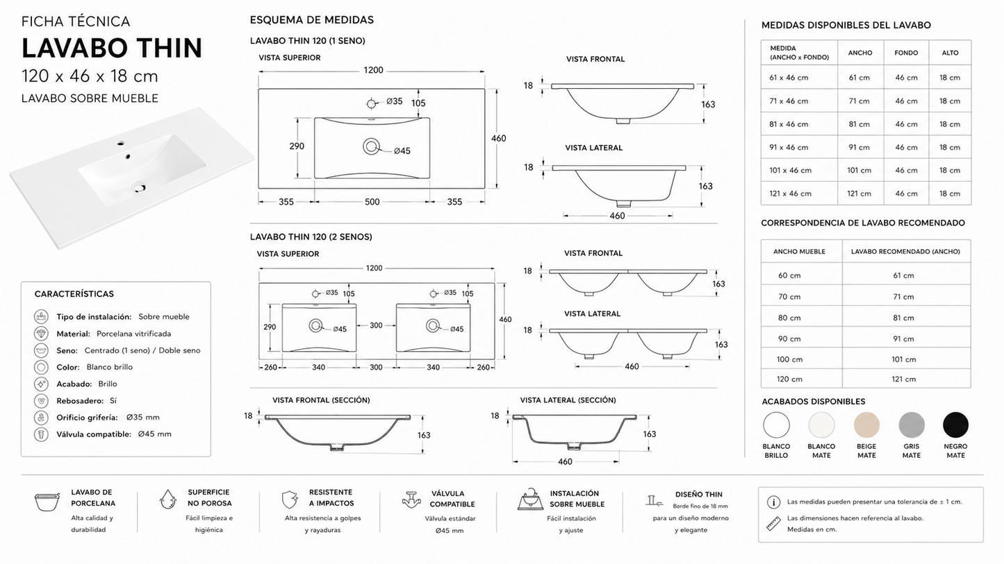 "OFERTA" Pack mueble VOLUM + Espejo Led Megan con lavabo