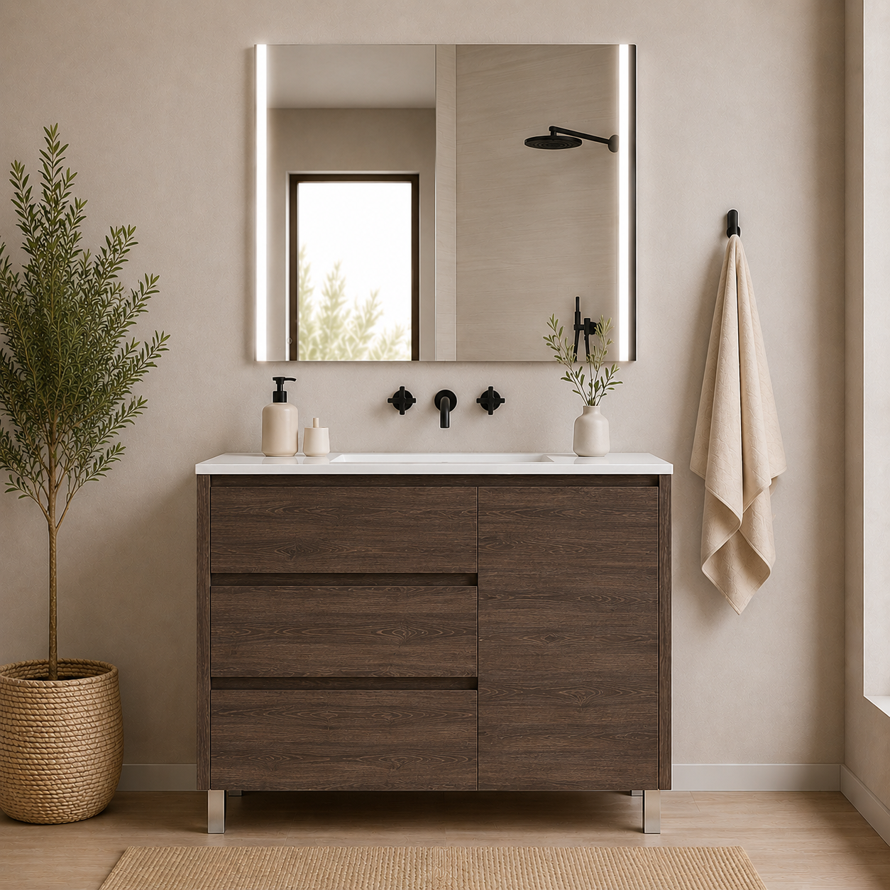 "OFERTA" Pack mueble VOLUM + Espejo Led Megan con lavabo