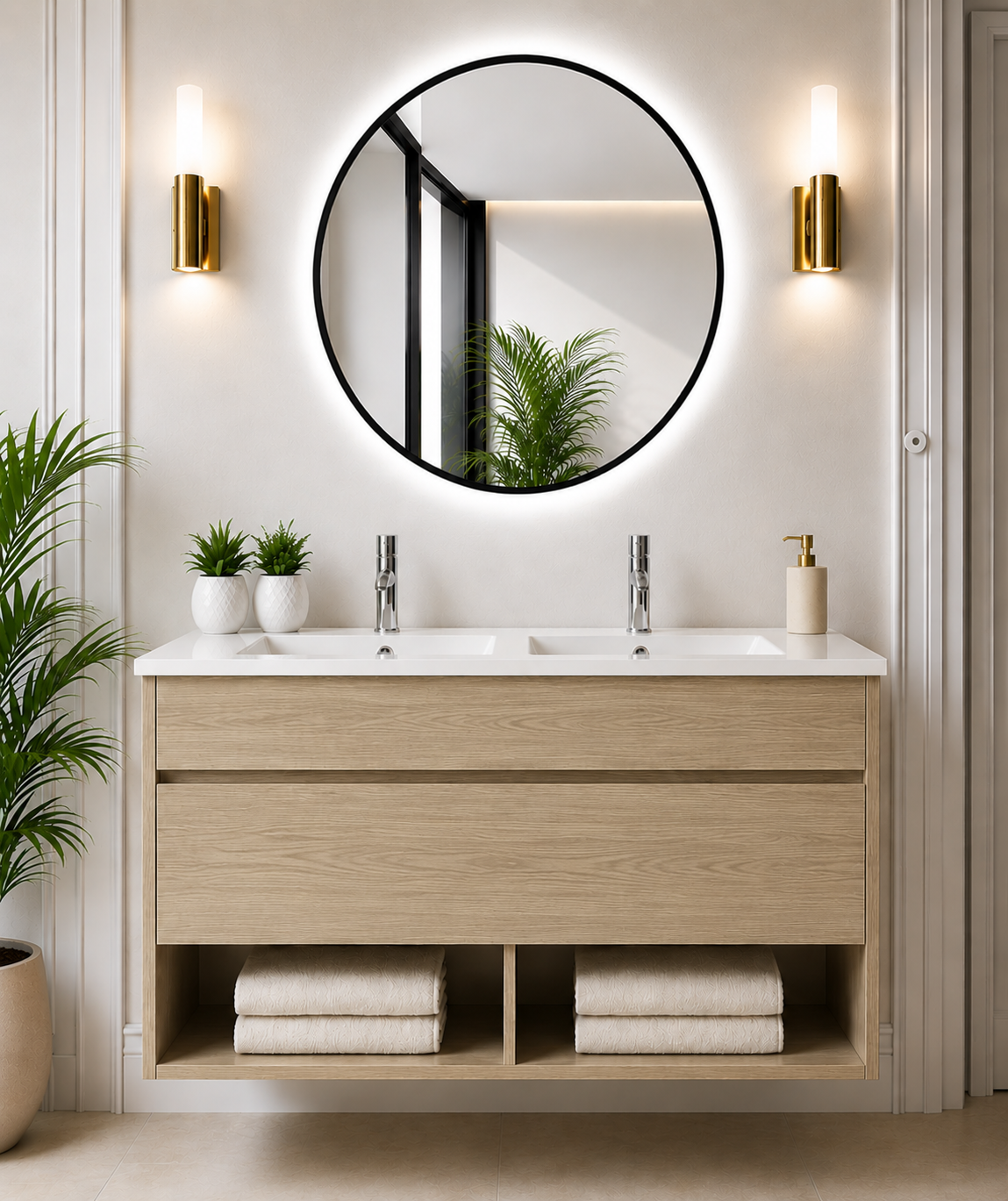 Mueble de baño suspendido NEBARI con cajón y lavabo extraplano