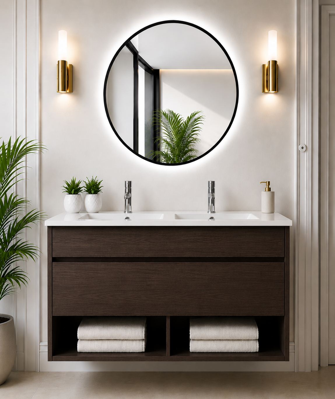 Mueble de baño suspendido NEBARI con cajón y lavabo extraplano
