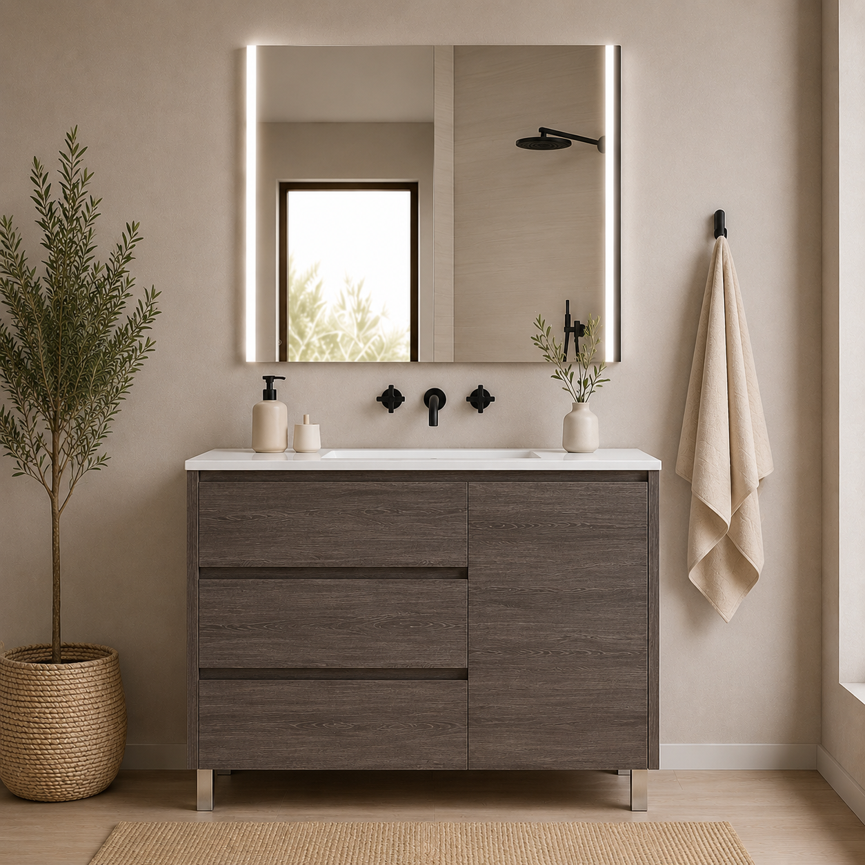 "OFERTA" Pack mueble VOLUM + Espejo Led Megan con lavabo